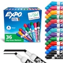 EXPO Segnali a secco, Inchiostro basso odore, Colori assortiti di moda, Suggerimento di scalpello, 36 Conte - facilmente cancellazioni, Ideale per Classroom, Casa, Ufficio, Torna a scuola, Fornitori di insegnanti