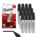 Sharpie Permanent Markers, Chisel Tip, Nero, 12 Conteggio - Casa, Scuola, Forniture di ufficio