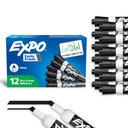 EXPO Segnalatori a secco, Inchiostro basso odore, Nero, Suggerimento di scalpello, 12 Conte - Lavagna, Calendario, Organizzazione, Forniture essenziali per ufficio, Scuola, Classe, Insegnanti