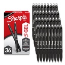 Penne Sharpie S-Gel, Medium Point (0.7mm), Inchiostro Gel Nero, 36 Conte - Scrittura, Note-Taking, Forniture per ufficio, No Smear, No Bleed