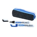 DoMS Fine magnetico Whiteboard Duster Marker Set | Facile da pulire | Refillable White Board Marker with Good Grip | Set di 2 marcatori & 1 Duster | Blue & Black Ink, Confezione da 1