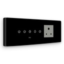 IOTICS Smart Wifi Switch Board: 4 x Switch & 1 Smart Plug Module. Touch Control, Remote, App Control. Controllo vocale con Alexa & Assistant. Smart Touch Switch Board per l'automazione domestica (nero)