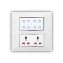 Smarteefi Touch 8 porte Modular WiFi Smart Switch Board, 6 Smart Switch, 2 Smart Plug, compatibile con Alexa & Home, Bianco (dimensione: 8M-Square (154mmx160mmx40mm)))