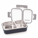 WARMEO BENTO Cassetta di sicurezza in acciaio inossidabile con 2 scomparti, bpa Free,Perfetto per ufficio, Scuola, Viaggi, 750ml-Grey