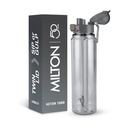 MILTON Aston 1000 BPA & BPS-Free Water Bottle 1 ltr | Food-Grade Plastic | One-Click Open | Leak-Proof | Sip & Gulp Lid I Ideale per ufficio, scuola, college, palestra, grigio