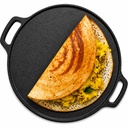 DOCAT ghisa Dosa Tawa 30 cm | Ferro da stiro prefabbricato Tawa per Dosa, Roti, Chapati & Paratha | 8 mm Heavy Duty, Gas, Induzione, Electric & OTG Friendly | 100% Pure & Toxin-Free, Nessun rivestimento chimico