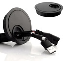 24x7 eMall Desk Copricavo rotondo Grommet Alluminio 68 x 68 mm Metallo nero