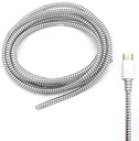 Protezione cavo a spirale 1,5 Meter - Manicotto di protezione cavo di ricarica e dati, Coperchio a filo per auricolare - PVC durevole, argento (Set di 3)