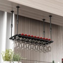 Wine Racks Ceiling-Type Wine Holder, Wine Bottle Holder Hanging Wine Glass Goblet Stemware Shelf Wine Storage Display Racks for Room/Wine Cellar/Bar, Black/140 * 30Cm (Black 120 *