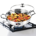 MILTON Pro cuoco 3-Layer Thick Triply Bottom I Induction Cookware & Gas Stove Friendly Acciaio inossidabile Kadhai con Glass Lid 28cm | 4.2 litri | Kadai per cucinare | Deep Frying | Stir-Fry | Argento
