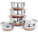 LIMETRO ACCIAIO in acciaio inox rame rivestito set di servizio/Handi Set di 5 con coperchi - (0.5 L, 0.75 L, 1 L, 1,5 L & 2 L)
