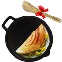 The Indus Valley Super Smooth Cast Iron Tawa with Free Wooden Spatula for Dosa/Chapathi | 27.6cm/10.8 inch, 2kg | Induction Friendly | Naturally Nonstick, 100% Pure & Toxin-Free