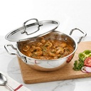 SOLARA Triply in acciaio inossidabile Kadai con SS Lid 28 cm, Tri Ply SS Kadhai, Heavy Bottom Induction Base Cookware, pentola di cottura in acciaio inossidabile per friggere, salsicciare, curry