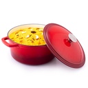 AGARO Royal Enamelled Cast Iron 5L Casserole with Lid, Cooking Pot, No Chemical Coating, Fast Heat, Heavy Weight, Gas & Induction Oven Compatibile, per Carne, Dal, Curry, Biryani, Pulao, Rosso