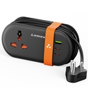 Scheda di estensione pieghevole Ambrane, 2 Tipo C & USB, Perfetto per Office, Cucina, Viaggi, Carica 4 Dispositivi, Dimensioni compatte, AC Socket 2500W, 20W Fast Type C Charging, 1,5m Long Cable (Smartstrip 3 Nero)