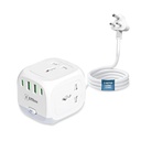 Scheda di estensione Embox 20W con cavo di estensione USB tipo C | 2500W con 3 prese universali e 4 porte USB(2 tipo A+2 tipo C)| Scheda di estensione con interruttori Indicatore di sicurezza dell'otturatore LED di protezione