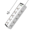 Portronics Power Plate 14 Estensione Board con 10 prese universali, 25W Type-C PD, 3 porte di ricarica USB, 3 metri lungo cavo, 2500 Watt, 2,1 Amp USB Output, Multi Plug per applicazioni domestiche (bianco)