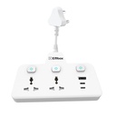 EMBOX 2500W Multi Plug Adapter with Switches| Extension Board with USB C| Fast Charging QC 3.0 Multiplug Socket with 2 Universal Sockets 1Type-A & 2Type-C Ports