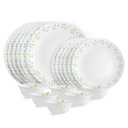CELLO Tropical Lagoon serie Dazzle Opalware Dinner Set di 18 pezzi per la famiglia di 6 | Bone-Ash Free & Leadfree Vetro Opal, Microonde & Lavastoviglie Piatti sicuri & Bowls Crockery Set per mangiare & Gifting