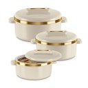 Set casseruola interno in acciaio inox MILTON Curve 3 (450 ml, 840 ml, 1300 ml), Avorio | BPA Free | Food Grade | Facile da trasportare | Facile da memorizzare | Chapati | Roti | Curd Maker
