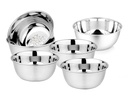 Acciaio inossidabile KC Heavy Gauge Bowl/Wati Set con finitura a specchio e fiore stampato Design [10.5 Cm, Set di 6 pezzi], 200 ML