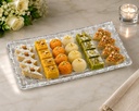 Vetro cristallo rettangolare piatto lungo servire vassoio e piatto, piatto di servizio trasparente utilizzato per frutta secca Decorazione vegetale Sushi Snack frutta torta Dessert stoviglie Platte (pacchetto di 1)