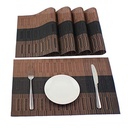 Tappeti da tavolo da pranzo in PVC FIDEO Set di 6 | Tappetino in vinile in vinile lavabile antiscivolo resistente al calore | Protettore da tavolo resistente alle macchie per la sala da pranzo da cucina | (Nano scuro)