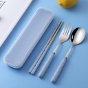 Home Set di posate in acciaio inossidabile Premium Cloud di 3-Piece (Spoon, Fork, Chopsticks) Compreso Spoon Box da viaggio - Squisiti Tableware portatili per regali personalizzati (blu)