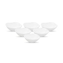 La Opala Diva Quadra Collection Opal Glass Crockery | Verdura Bowl 210 ml Set di 6 Plain White | Square Bowls per dal & Condiments | Microonde Sicuro | 100% Vegetariano | Extra Strong, Light & White