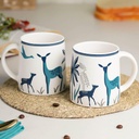 The Earth Store Tazze da caffè blu Set da 2 a Regalare ai migliori amici, Tazze da caffè, Microonde Tazze di ceramica sicure,(300 ml ciascuno)