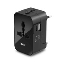 GM 3064 Universal Travel Adapter with 240V Power Output, USB Type C (3.1A) & Type A (2.1A) Ports, LED Indicator - International Charger for 150+ Countries (US, UK, EU, AUS) - Black