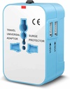 Doppio adattatore di viaggio universale USB doppio di viaggio universale internazionale tutto in un unico in tutto il mondo di viaggio Multi Plug Adattatore per USA EU UK AUS Cell Phone Smart Phone (blu)