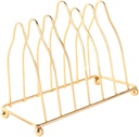 Decorative Plate Holder with Drainage Design Wear-Resistant Plate Stand for Countertop Organization Gold Dish Rack for Kitchen and Dining Decor