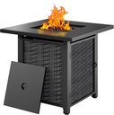 Shintenchi Propane Fire Pits 28″ Outdoor Gas Fire Pit, Square Fire Pit Table, 2-in-1 Fire Table with Removable Lid, CSA-Certified for Outside Patio, Parties, Backyard, Garden