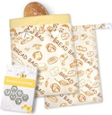 Reusable Beeswax Bread Bags for Sourdough -2 Pack Extra Large Natural Beeswax Cotton Bags to Keep Homemade Bread Sourdough Fresh, Freezer Safe Beeswax Storage Bag