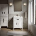 KOHLER Southerk 24 Inch Bathroom Vanity Cabinet with White Single Sink and Quartz Top, Modern Bathroom Vanity, White, K-33543-ASB-0