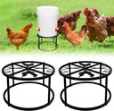 2-Pack Metal Stand for Chicken Feeder Waterer, Heavy Duty Round Iron Supports Rack for Buckets Barrels Equipped Installed with Feeder Waterer Port, for Coop Poultry Indoor Outdoor, Black