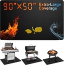 Extra Large 90 x 50 Inch Under Grill Mat for Outdoor Grill, Double-Sided Fireproof Deck & Patio Protector, Heat Resistant BBQ Mat, Waterproof & Oil-Proof for Charcoal, Gas Grill, Smoker, Fire Pit