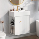 21.6" Bathroom Vanity Sink for Small Space, Wall Mounted Cabinet Set, Modern Combo Bathroom Vanity with Ceramic Basin (12.2 * 21.6 * 26.4"/No Faucet), Left Side Storage