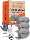 MaPorch Steel Wool Mouse Hole Filler - 3 Pack, 2.5" x 7.5 ft - Metal Mesh Gap Filler for Walls & Pipes - DIY Kit with Gloves & Scissors - Mouse Prevention Rat Wire Mesh