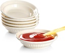 NUTRIUPS 3.9 inch Soy Sauce Dish Set of 6 White Dipping Bowls 2 oz Ceramic Small Bowls for Side Dishes