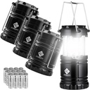 Etekcity Camping Lanterns for Power Outages 4 Pack, Flashlight for Camping Essentials, Survival Kit and Gear, Hurricane Preparedness Items, Emergency Led Battery Operated Lights, Black