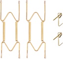 Bilillo 2 Pack Plate Hangers for Wall Display, Fits 6''–8'' Decorative Plates, Spring Stainless Steel Invisible Wire Holders with Wall Hooks, Heavy Duty Plate Display Hangers