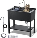 36" Stainless Steel Utility Sink, Freestanding Kitchen Sink with Faucet, Hoses and Drain Basket, Commercial Sinks for Garage, Kitchen, Bathroom, Laundry Room