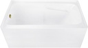 Aqua Eden CVTAP543023L3 54" Acrylic Rectangular 3-Wall Alcove Tub with Armrests, Left Hand Drain, Glossy White/Antique Brass