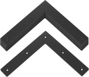 6 Pack Black Flat L Bracket, 9-1/2" x 1-5/8" Steel Flat Corner Braces for Wood, 1/8" Thick