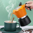 Aluminum Coffee Maker 150ML, Stovetop Moka Pot for Classic Italian and Cuban Cafe Brewing,15.2oz Orange and Black Octagonal Transparent Cover Cuban, Moka Stove Espresso Machine for Travel Home Office