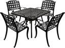 Oakland Living 1050-1048(4)-LBK Modern Ornate Outdoor Mesh Aluminum 37-in Black Square Patio Four Chairs Dining Set