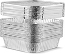 PLASTICPRO 5 Pack 8 Inch Square Aluminum Pans with Lids Disposable Tin Foil Pans Baking Pans Food Storage