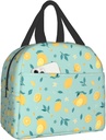 Cute Lemon Lunch Box Bento Box Insulated Lunch Boxes Reusable Waterproof Lunch Bag With Front Pocket For Travel Office Picnic